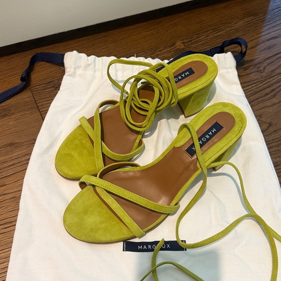 Margaux Chartreuse Strappy Sandals - Picture 1 of 3